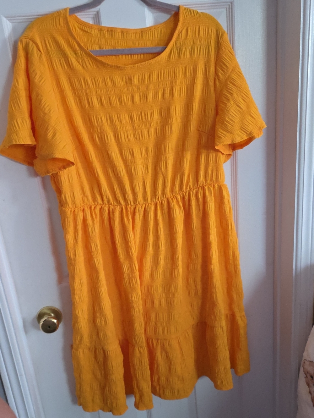 Source Unknown Bright Yellow Textured Midi Dress